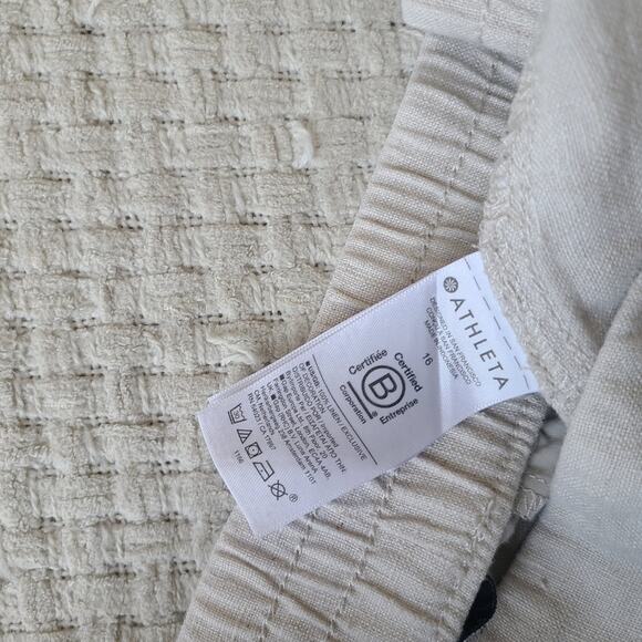 Athleta 100% Linen Light Beige Casual Pants Women's Size 16 - Picture 10 of 10